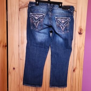 Vigoss Dark Blue Cropped Jeans with Embellished Pockets